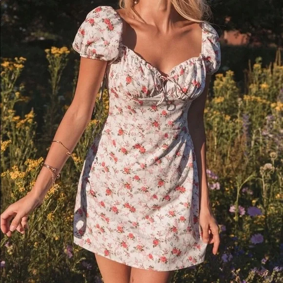 SHEIN Dresses Puff Sleeve Floral Dress Poshmark